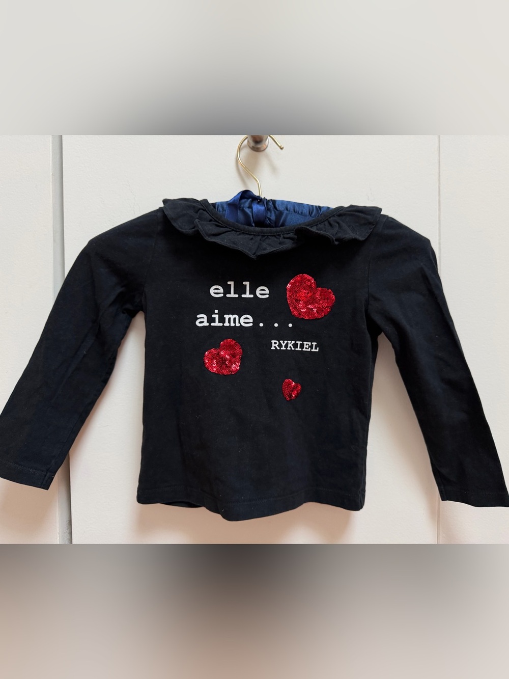 Sonia Rykiel Black Long Sleeve with Red Heart Design